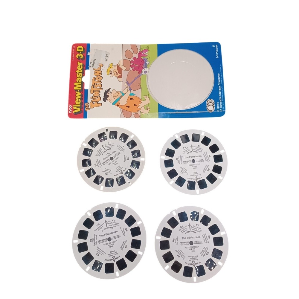 Vintage Tyco View-Master The Flintstones 3-D Reels 1991 Hanna-Barbera 4 Reels‎